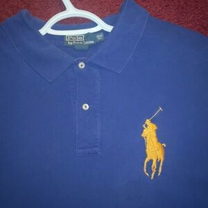 Ralph Lauren Blue Polo Shirt with Gold Logo